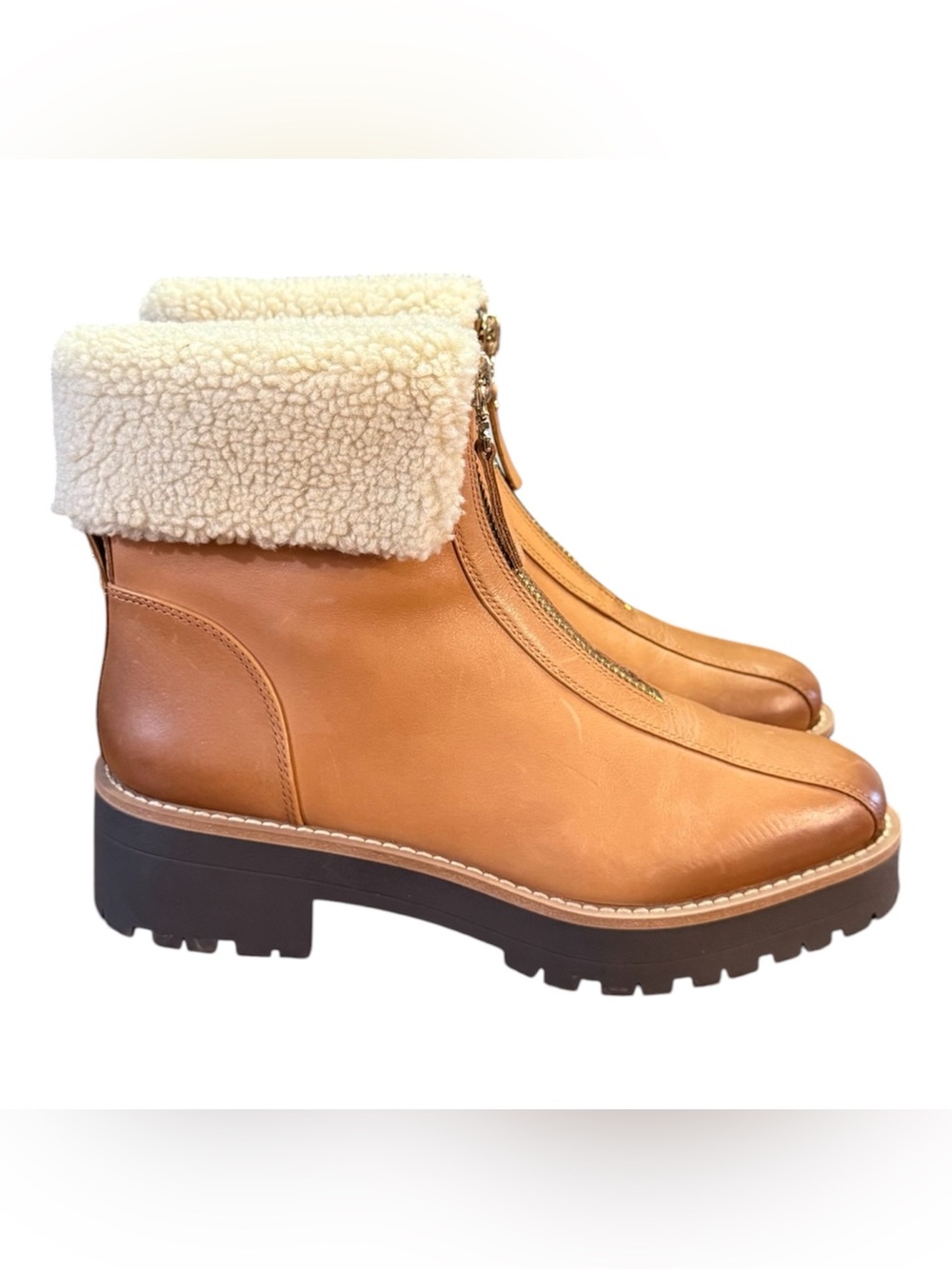 Sam Edelman Jacquie 2 Leather Faux Shearling Zip Ankle Boots Women’s Size 8.5